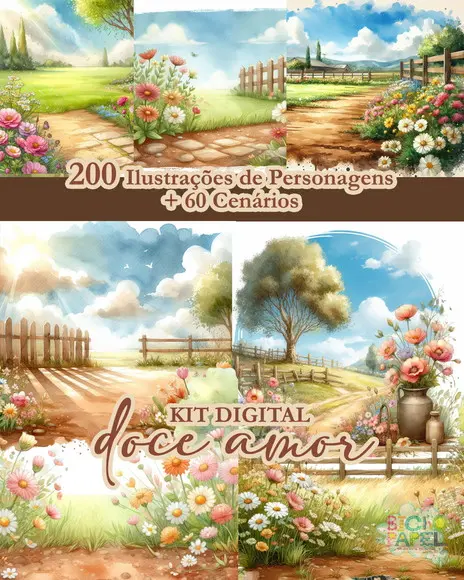 Kit Digital 200 Ilustrações Doce Amor