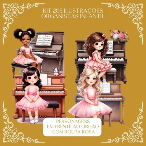 Kit Digital 205 Ilustrações de Organistas Infantil