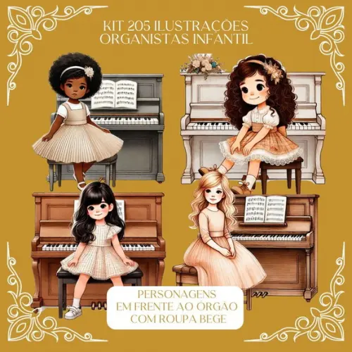 Kit Digital 205 Ilustrações de Organistas Infantil