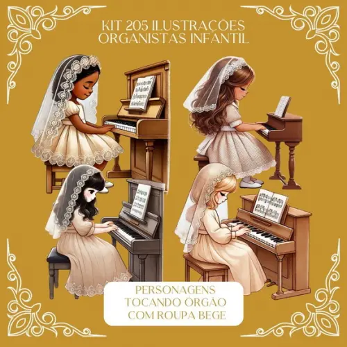 Kit Digital 205 Ilustrações de Organistas Infantil