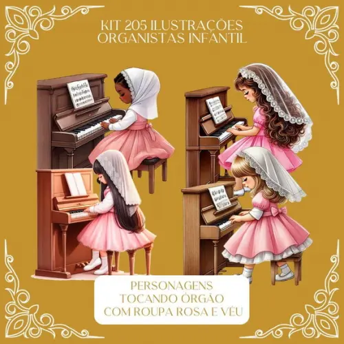 Kit Digital 205 Ilustrações de Organistas Infantil