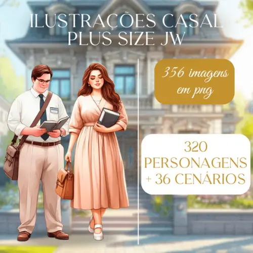 Kit Digital Ilustrações de Casais Jw Plus Size