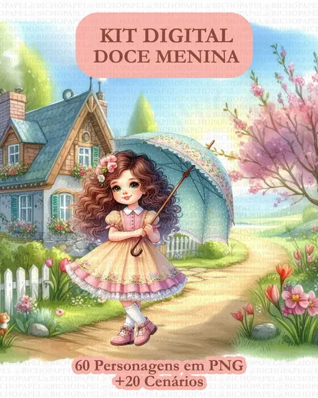 Kit Digital Ilustrações Doce Menina