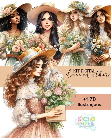 Kit Digital Ilustrações Doce Mulher + 170 Ilustrações