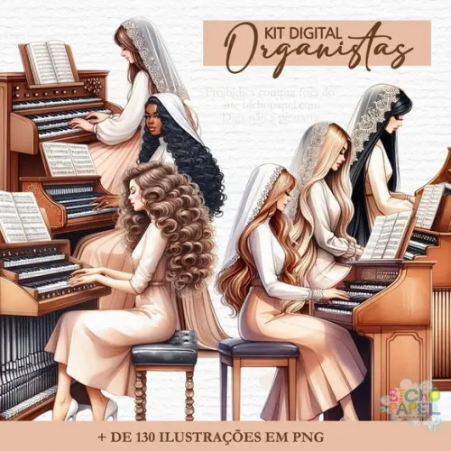 Kit Digital Ilustrações Organistas + de 130 Ilustrações
