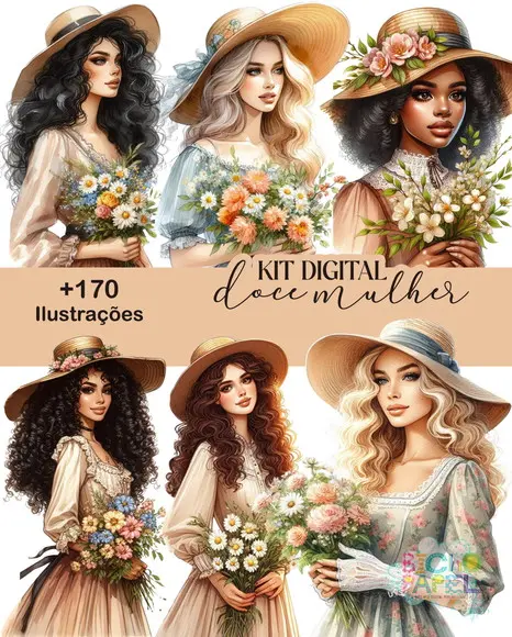 Kit Digital Ilustrações Doce Mulher + 170 Ilustrações