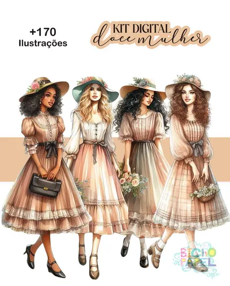 Kit Digital Ilustrações Doce Mulher + 170 Ilustrações