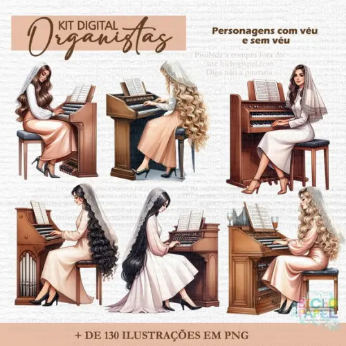 Kit Digital Ilustrações Organistas + de 130 Ilustrações
