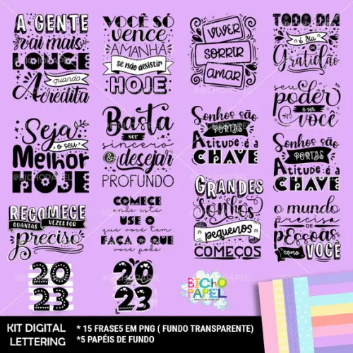 Kit Digital Lettering Frases Motivacionais