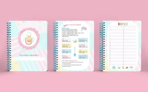 Miolo Caderno de Receitas A5 Candy Color - Arquivo Digital