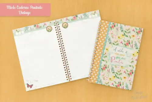 Miolo Caderno floral A5 Vintage(O ENVIO É POR EMAIL)