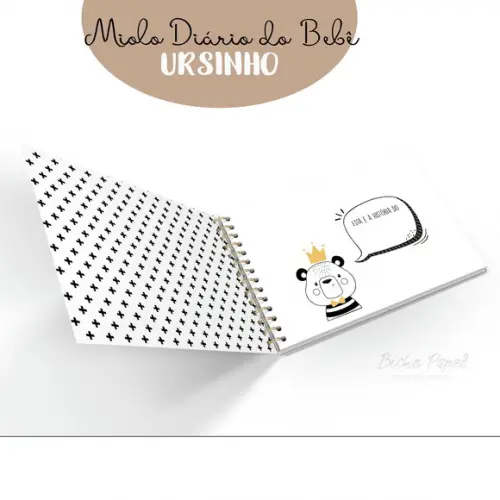 Miolo Digital Diário Ursinho Minimalista - A5