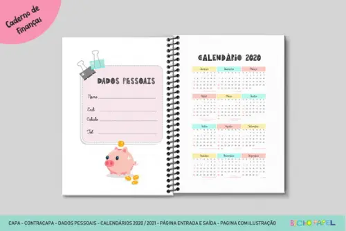 Miolo Planner Financeiro Permanente (calendário Atualizado)