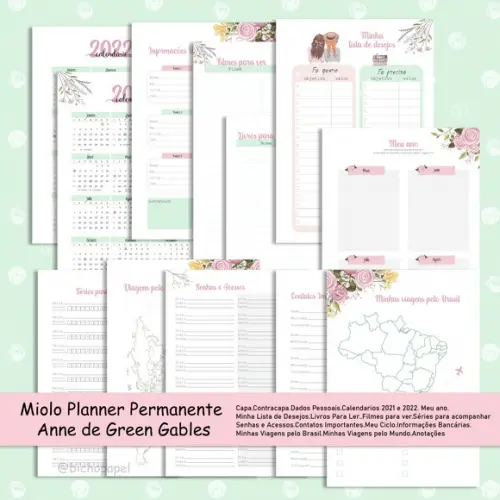 Planner Permanente Anne de Green Gables NÃO É POR CORREIO