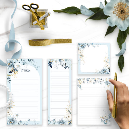 Arquivo Kit Desk Planners e Bloquinhos Coleção Floral Azul