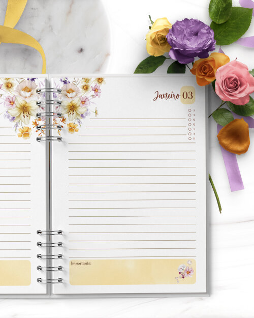 Arquivo Agenda Permanente 1 Dia Por Página Floral Encanto