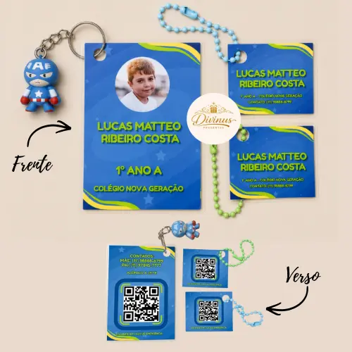 Kit 3 Tags de Identificação Segurança Infantil Personalizadas 