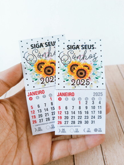 100 Calendário de Geladeira 2025 Girassol Lembrancinha Natal