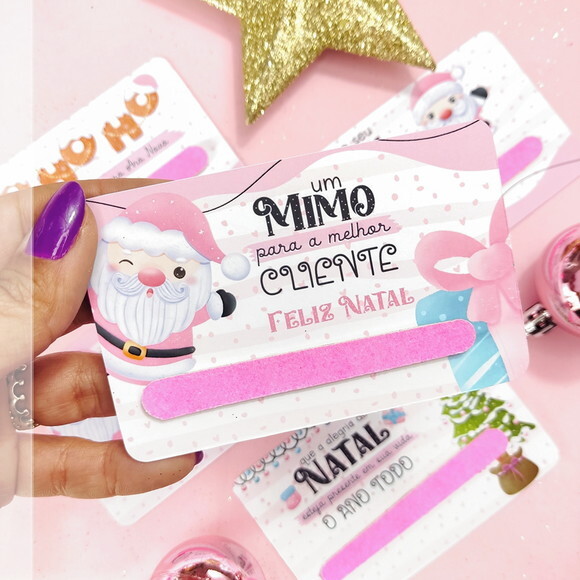 50 Card Lixa de Natal Lembrancinha Brinde para Clientes