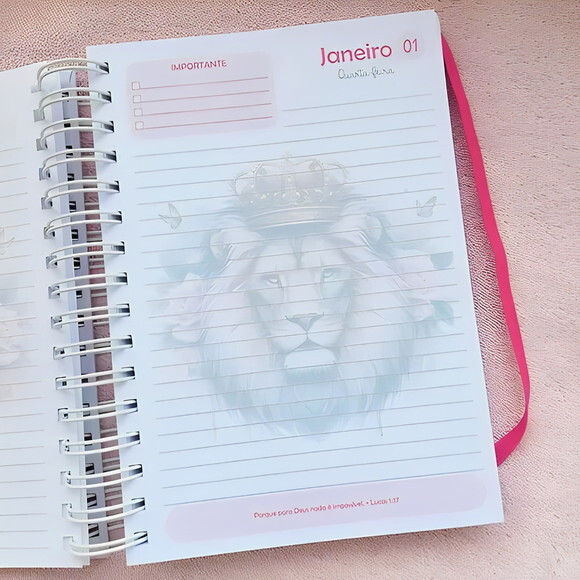 Agenda Personalizada 2025 Leão de Judá Feminina Cristã