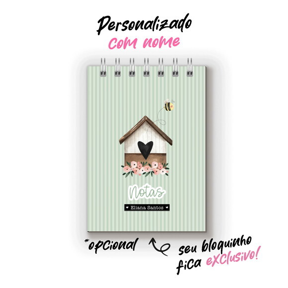 Bloco de Anotações Personal Jardim Delicado Cor Pastel