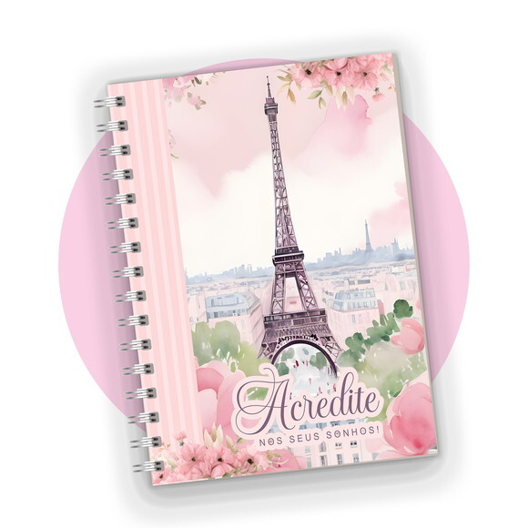 Caderno A5 Personalizado Paris Feminino