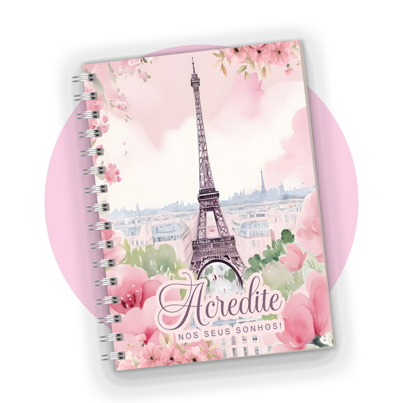 Caderno A5 Personalizado Paris Feminino