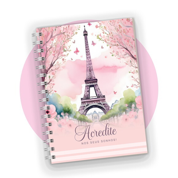 Caderno A5 Personalizado Paris Feminino