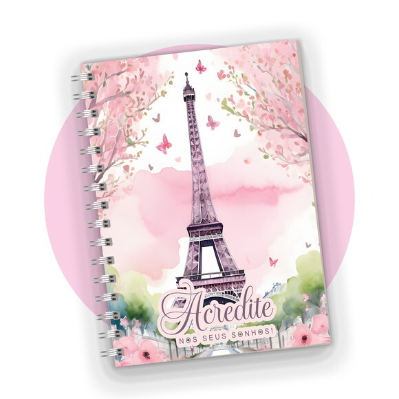 Caderno A5 Personalizado Paris Feminino