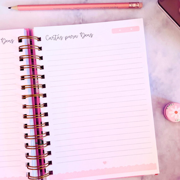 Caderno Devocional Floral Personalizado A5 Cristão Feminino