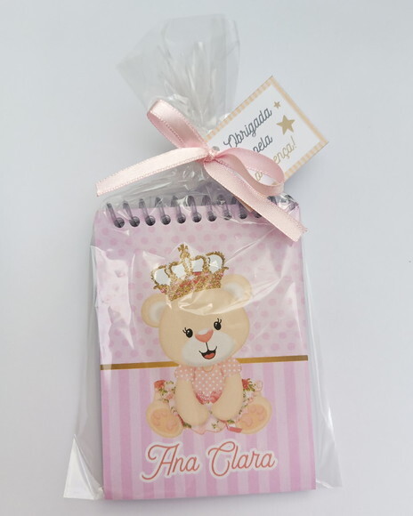 Kit Bloquinho Lembrancinha Menina Rosa Nascimento Batizado