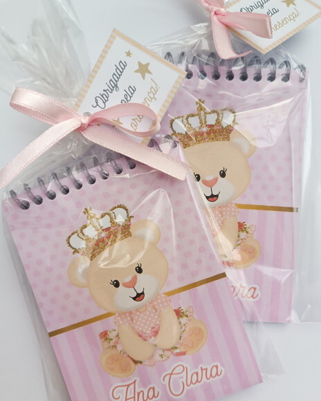 Kit Bloquinho Lembrancinha Menina Rosa Nascimento Batizado