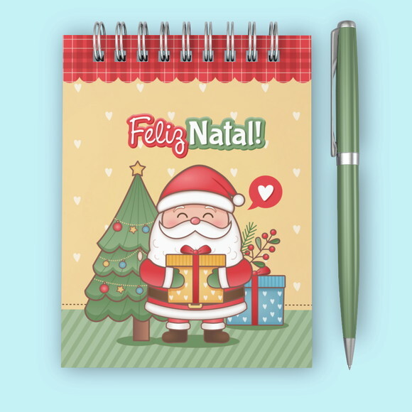Kit Presente Natal Bloco de Nota Lembrancinha Feliz Natal