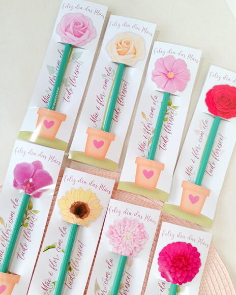 Lápis Personalizado Dia das Mães com Cartão Lembrancinha