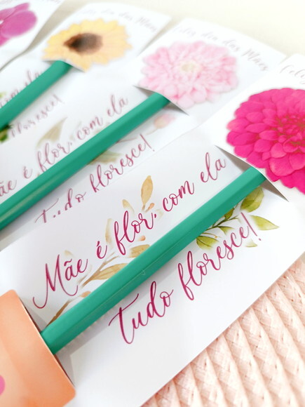 Lápis Personalizado Dia das Mães com Cartão Lembrancinha