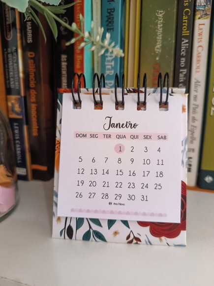 Mini Calendário de Mesa 2025 Floral Outono