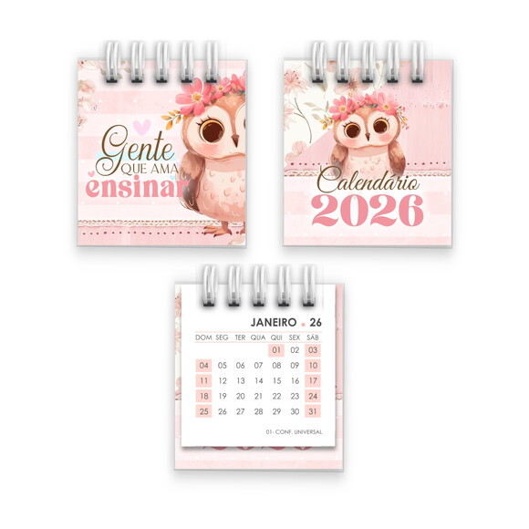 Mini Calendário de Mesa 2026 Presente Dia dos Professores