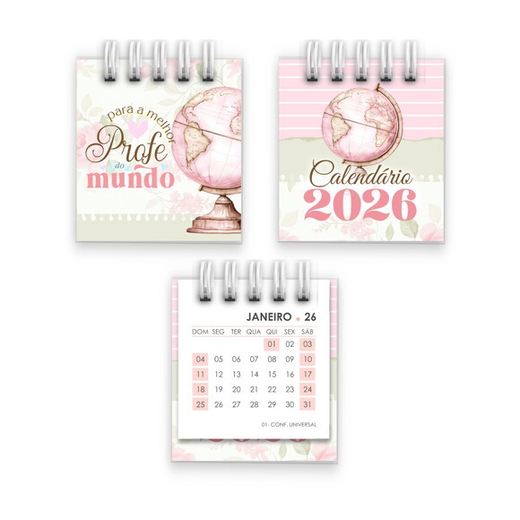 Mini Calendário de Mesa 2026 Presente Dia dos Professores