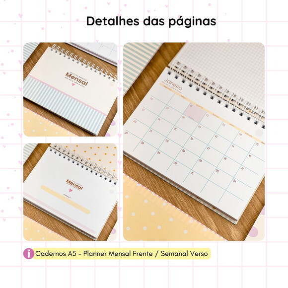 Planner 2 em 1 Mensal Semanal 2025 Personalizado