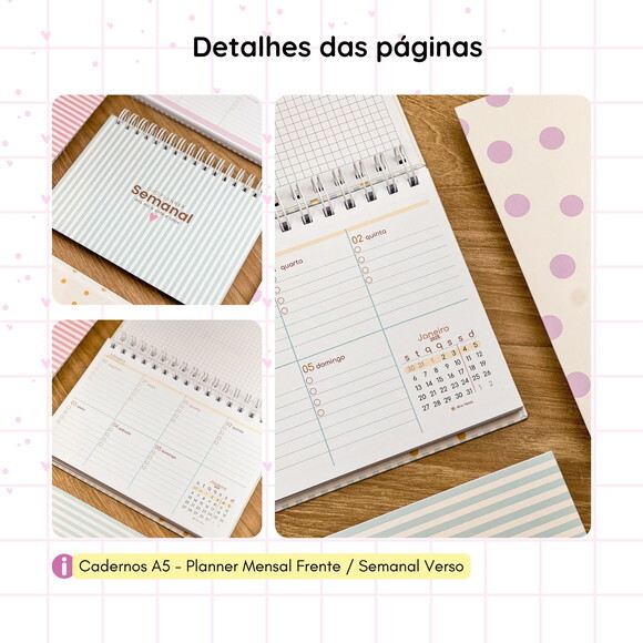 Planner 2 em 1 Mensal Semanal 2025 Personalizado