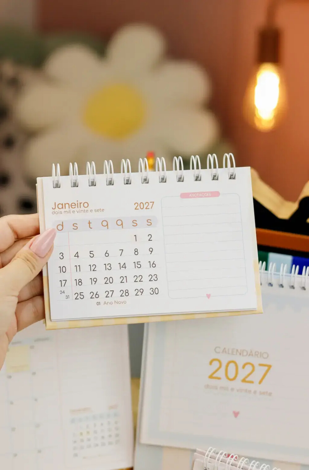 Calendário de Mesa 2027 A6 Anotações Brinde Empresa