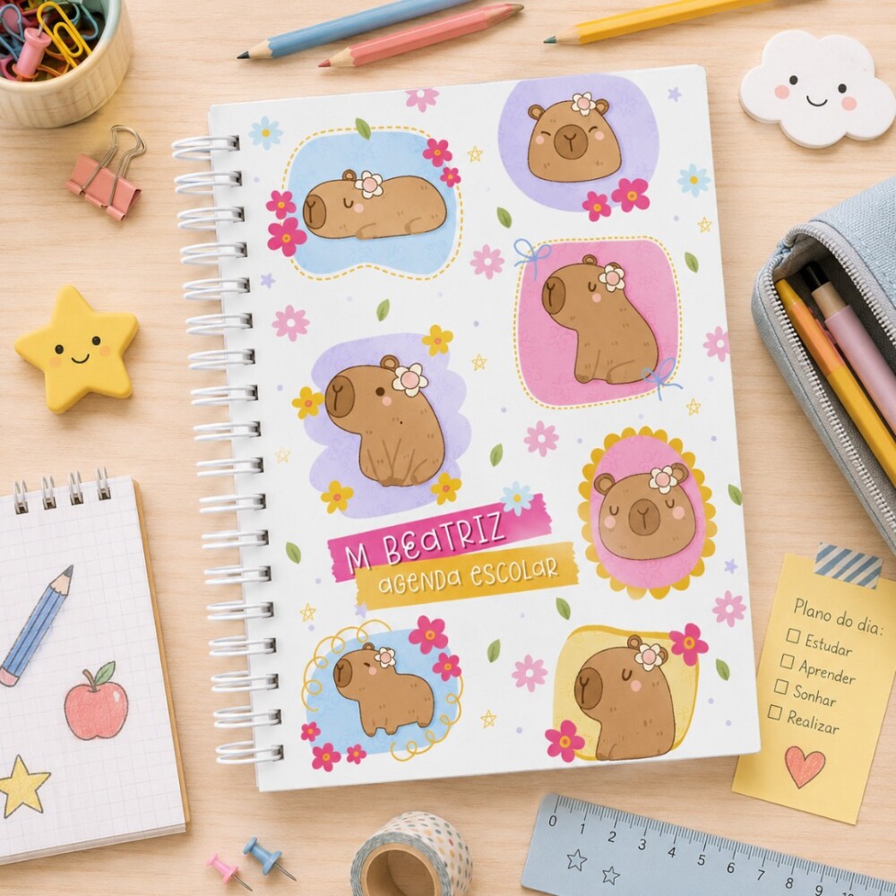 Agenda Escolar Capivara Personalizada | Volta às Aulas