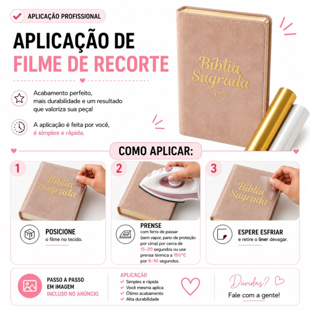 Adesivos Termocolantes Biblia Sagrada Dourado Prata - Kit 6 unida