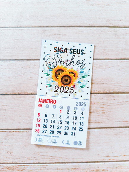 100 Calendário de Geladeira 2025 Girassol Lembrancinha Natal