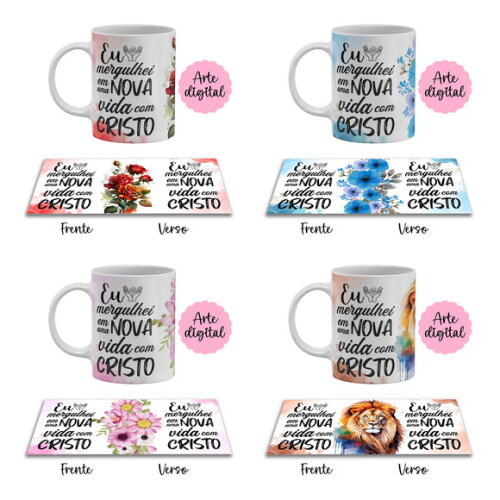 Arte Digital Caneca Batismo Personalizada - 4 Modelos