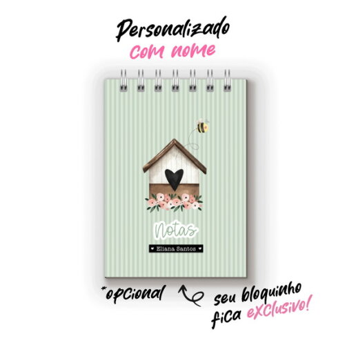 Bloco de Anotações Personal Jardim Delicado Cor Pastel