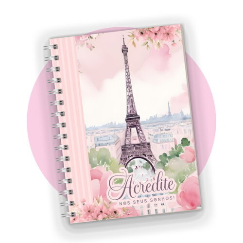 Caderno A5 Personalizado Paris Feminino