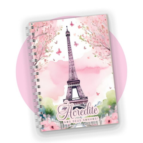 Caderno A5 Personalizado Paris Feminino