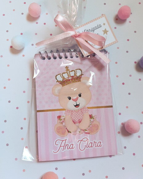 Kit Bloquinho Lembrancinha Menina Rosa Nascimento Batizado