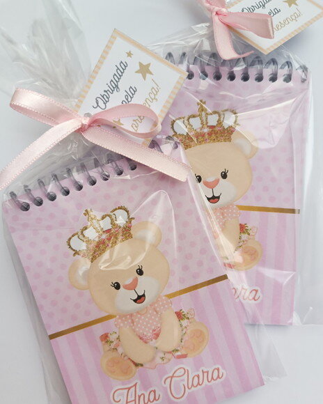 Kit Bloquinho Lembrancinha Menina Rosa Nascimento Batizado